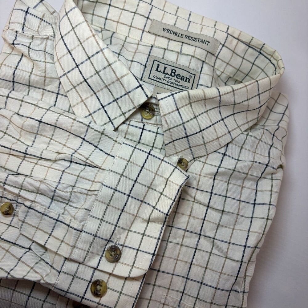 L.L. Bean Wrinkle Resistant Button Down Shirt Men's XLarge 100% Cotton Plaid